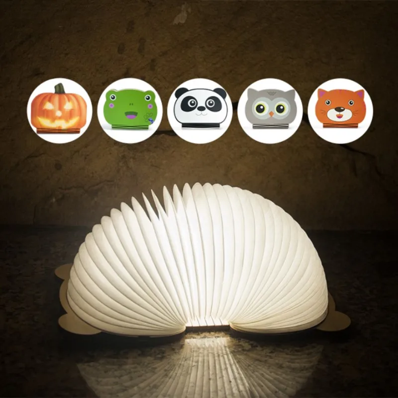 

Mini Folding LED Book Light Lamp Portable USB Rechargeable Animal Cartoon Studying Nursery for Bedroom Living Room Lighting