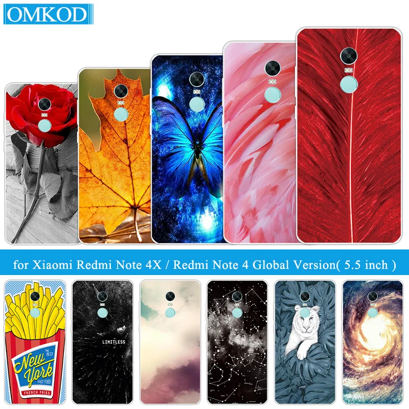 Для Xiaomi Redmi Note 4X 4 X Coque Plumage задняя крышка для Чехлы глобальной версии силиконовый