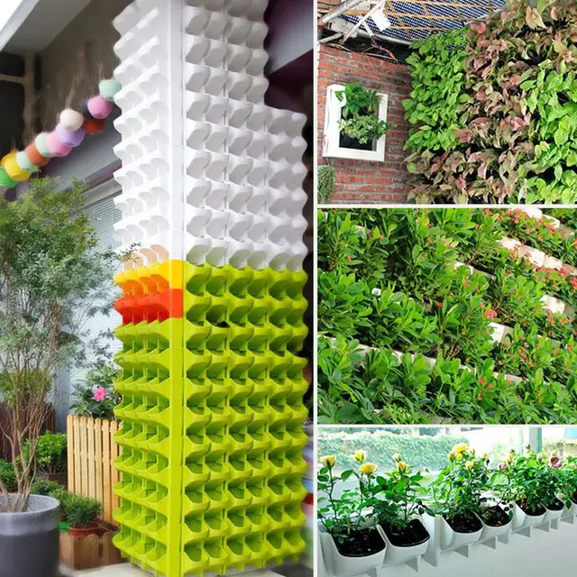Plastic Planter Flower Pot Wall Hanging Garden Hanging Stackable Garden Supplies for Garden Railings Patios Home  Dec