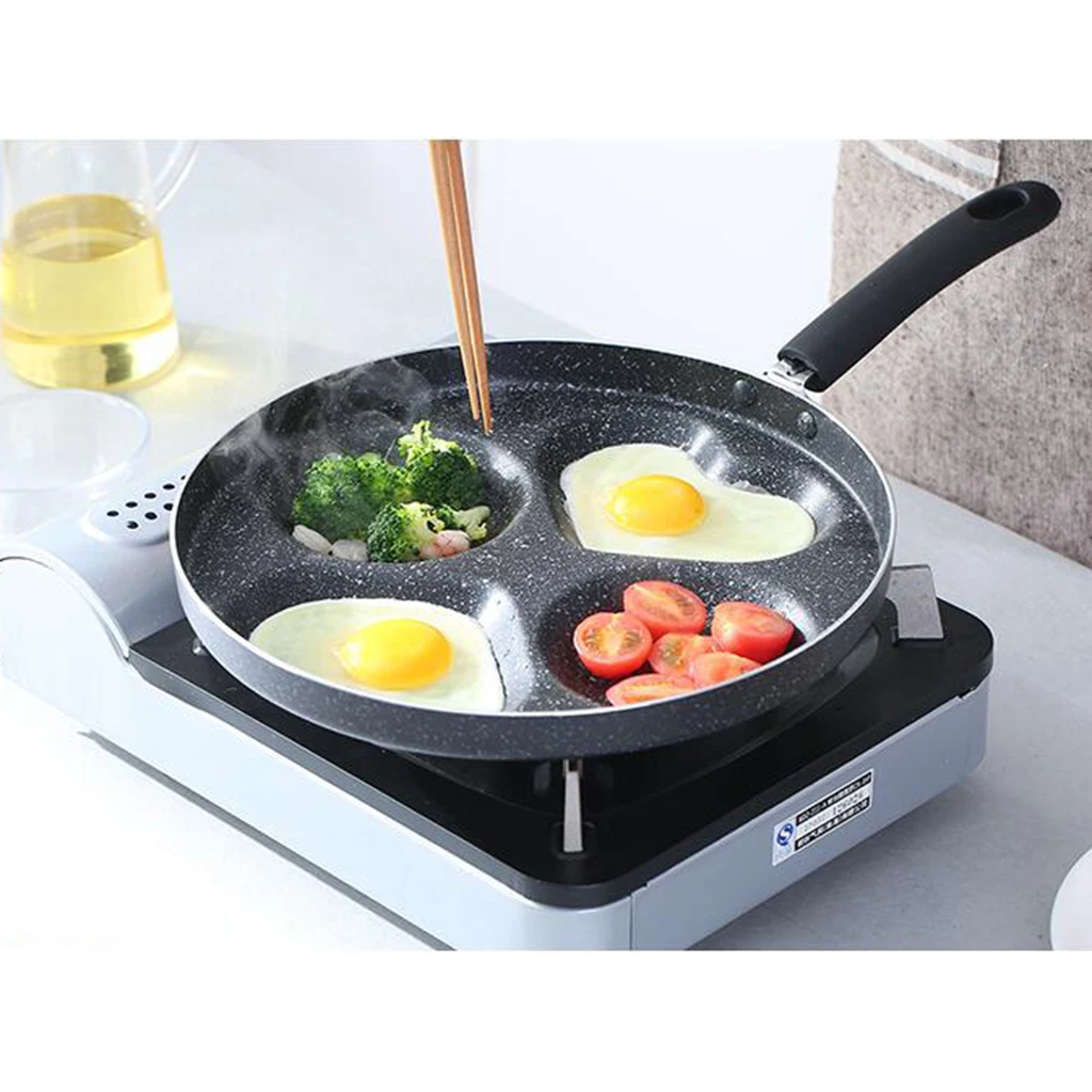 4 Holes Non-Stick Frying Pan Egg Cookware Kitchen Heart Shape Frypan 28cm