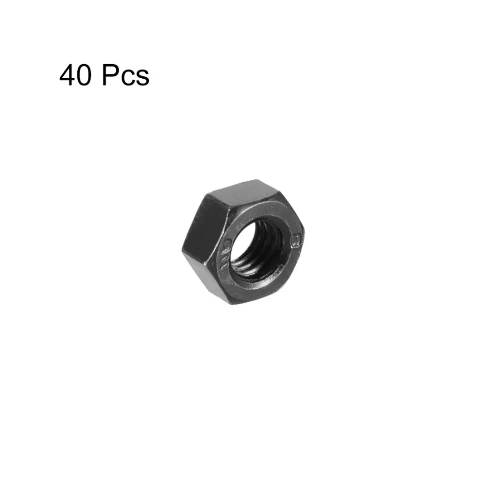 Uxcell 40Pcs M8 Nuts Metric Carbon Steel Grade 8.8 Hexagon Hex Nut