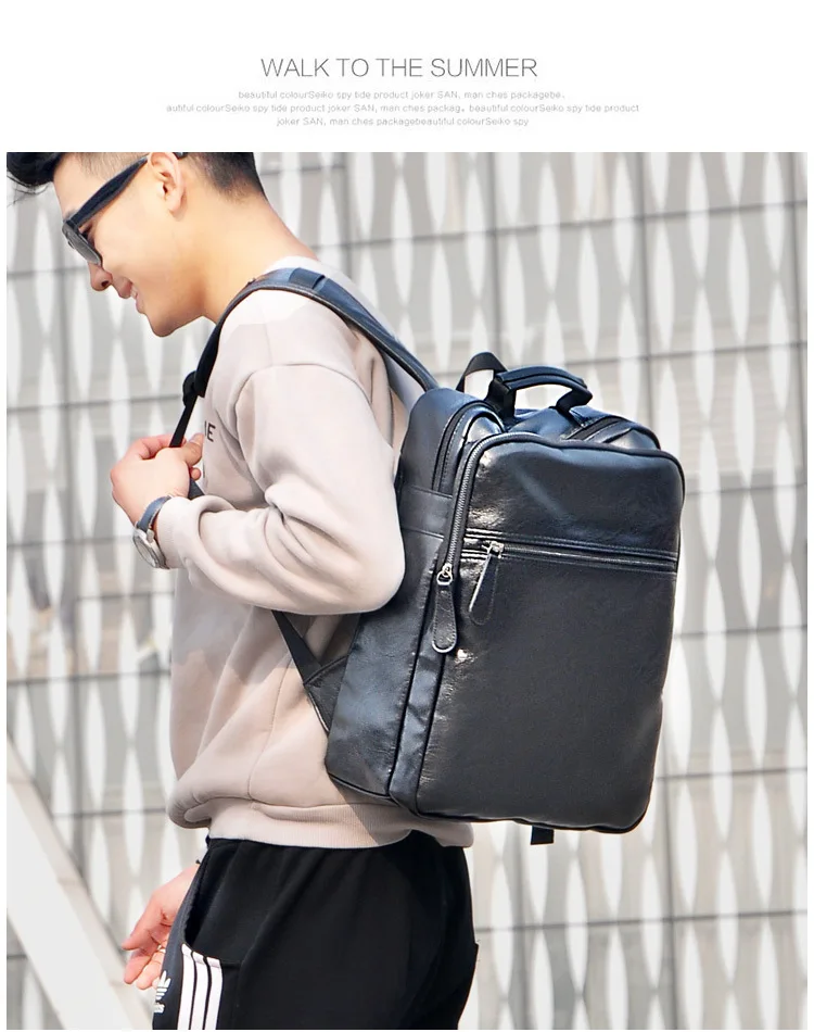 Мужские деловые повседневные Рюкзаки для школы, дорожная сумка черного цвета из искусственной кожи, мужские модные сумки на плечо, Винтажный Мужской рюкзак для мальчиков