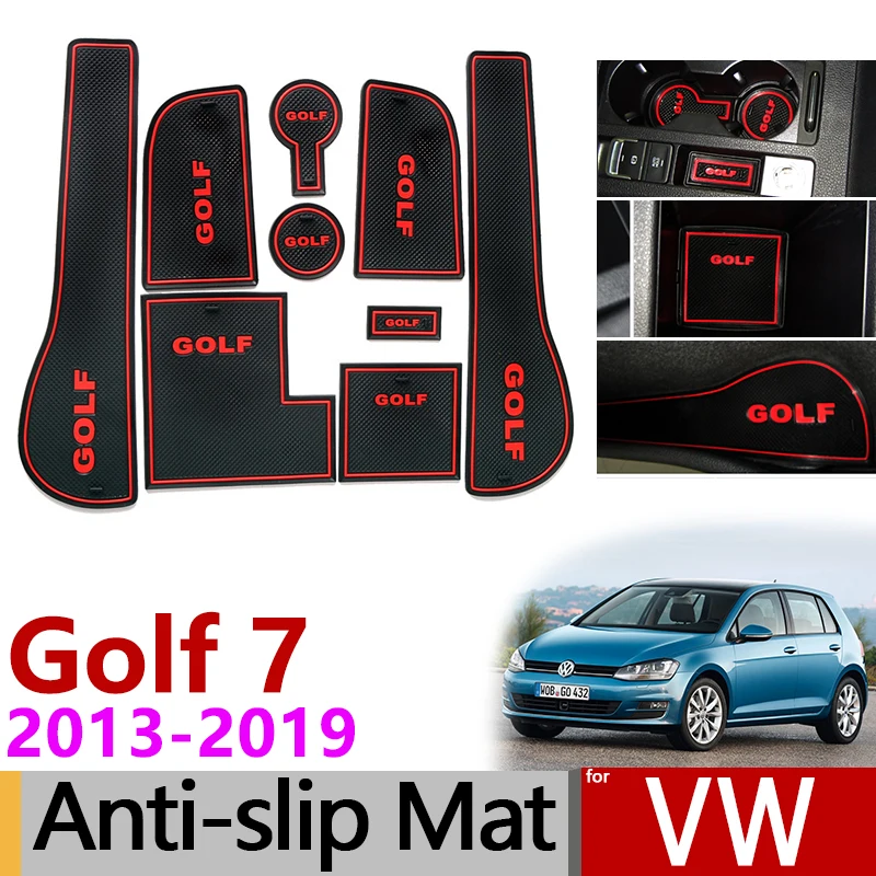 Anti-Slip Gate Slot Mat Rubber Coaster for VW Golf 7 MK7 2013 2014 2015 2016 2017 2018 2019 Volkswagen Accessories Car Stickers