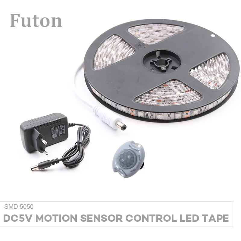 

DC 5V Wireless PIR Motion Sensor Switch/Body Detect LED Light Strip SMD5050 Waterproof For Wardrobe Kitchen Corridor Stairs