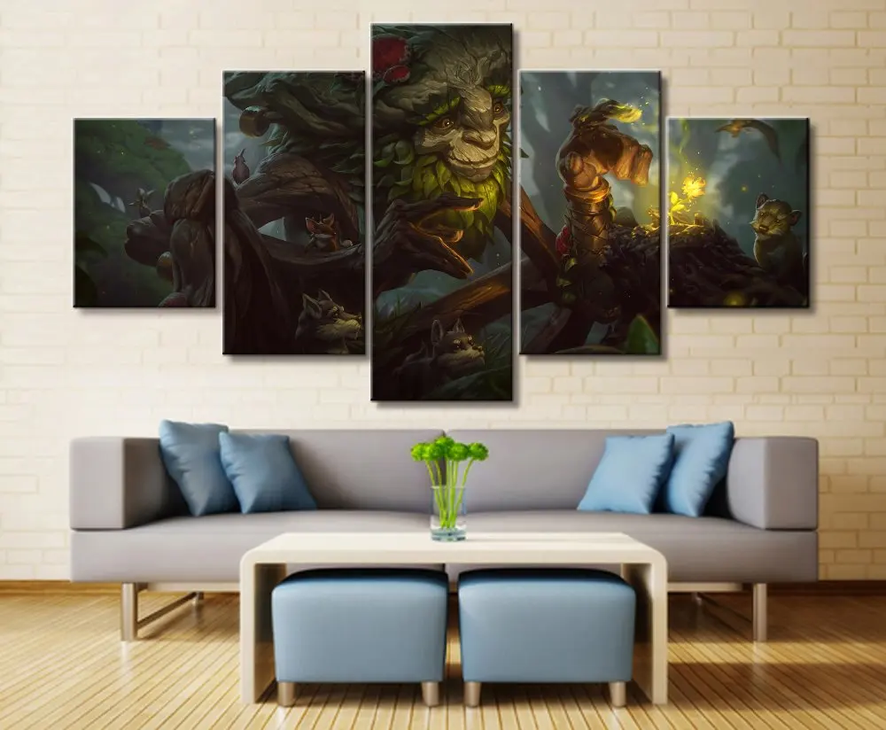 

Maokai League of Legends Game 5 Piece HD Print Wall Art Canvas Art For Living Room Decor Painting Wall Art Canvas Decor Artwork