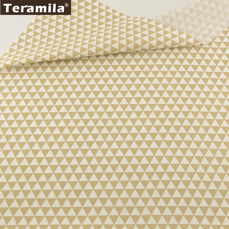 Хлопок Ткань высокое качество светло-желтый Треугольники конструкции Материал кровать Лист лоскутное шитье Tecido teramila ткань саржевого