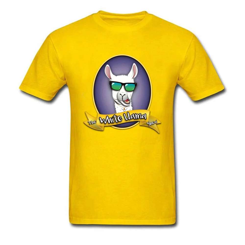 The White Llama Show T Shirt for Men Casual Autumn Tees Short Sleeve Funny Simple Style Clothing Shirt Crewneck 100% Cotton The White Llama Show yellow