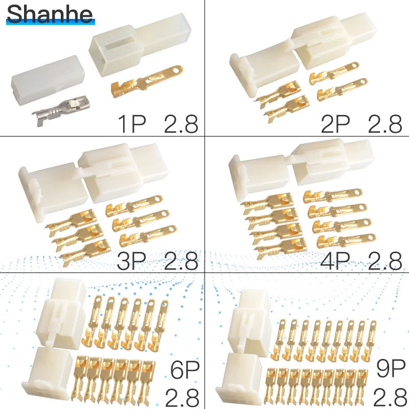5 компл. 2,8 мм разъем 1P 2P 3P 4P 6P 9P Электрический провод Авто/автомобиль 2,8 разъем для электровелосипеда, автомобиля, мотоцикла и т. Д
