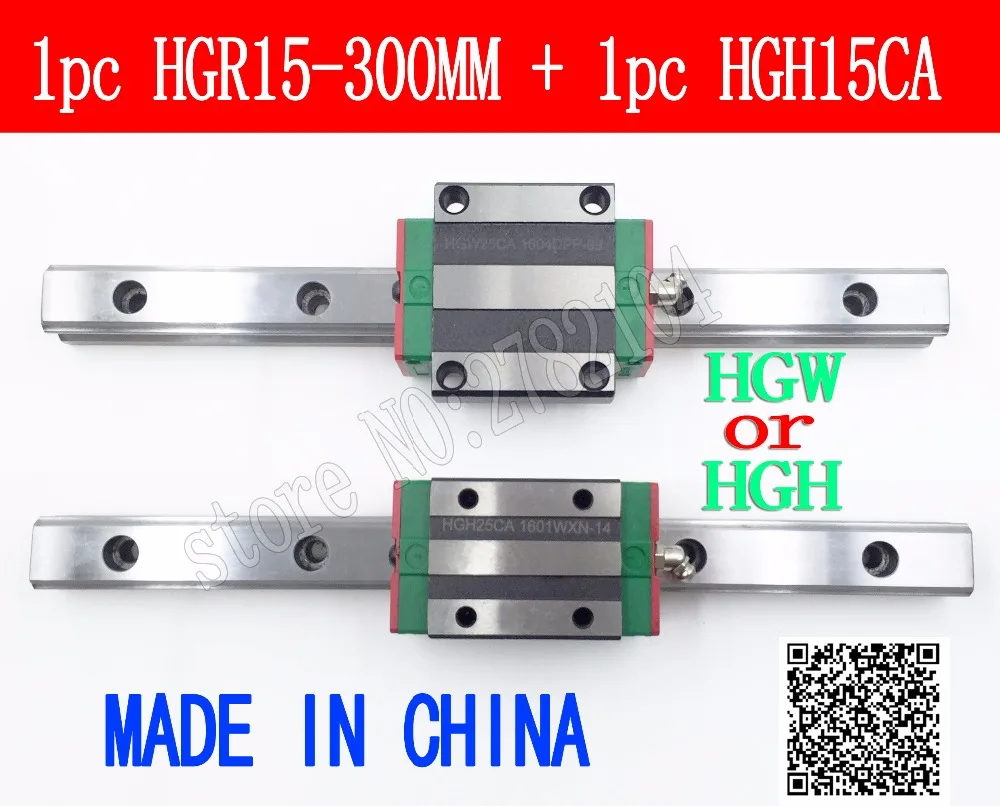 300mm de Comprimento com 1 Novo Guia Linear Ferroviário Hgr15 pc Transporte Bloco Linear Hgh15ca Hgh15 Hgw15cc Peças Cnc