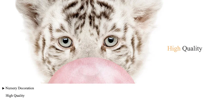 Розовый пузырь ребенок тигр животное стены искусства холст печать постер для детской комнаты живопись декоративная картина скандинавские Дети украшения спальни