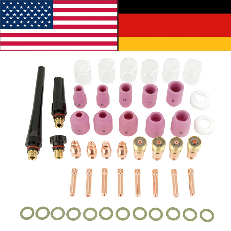 

49pcs/set Gas Lens Alumina Nozzles Cups Collets Accessory Kit for Welding TorchWelding Gas Lens Welding Torch Accessories