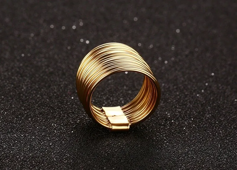 15 мм ширина женское кольцо золотого цвета с переплетением большой круглый Гипербола ювелирные изделия