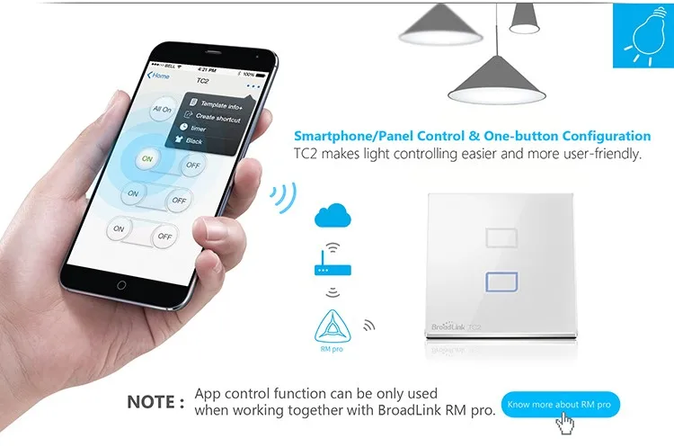 Broadlink TC2 ЕС Стандартный 1 Gang Умный дом rf-коммутатор автоматизация пульт дистанционного управления телефоном Wireles управления лампы настенный выключатель света