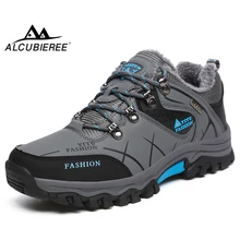 ALCUBIEREE Mens Tênis Para Caminhada Ao Ar Livre Sapatos de Caminhada Impermeáveis Anti-skid Sapatos Inverno Quente Sapatos de Escalada de Trekking Tamanho Grande 47