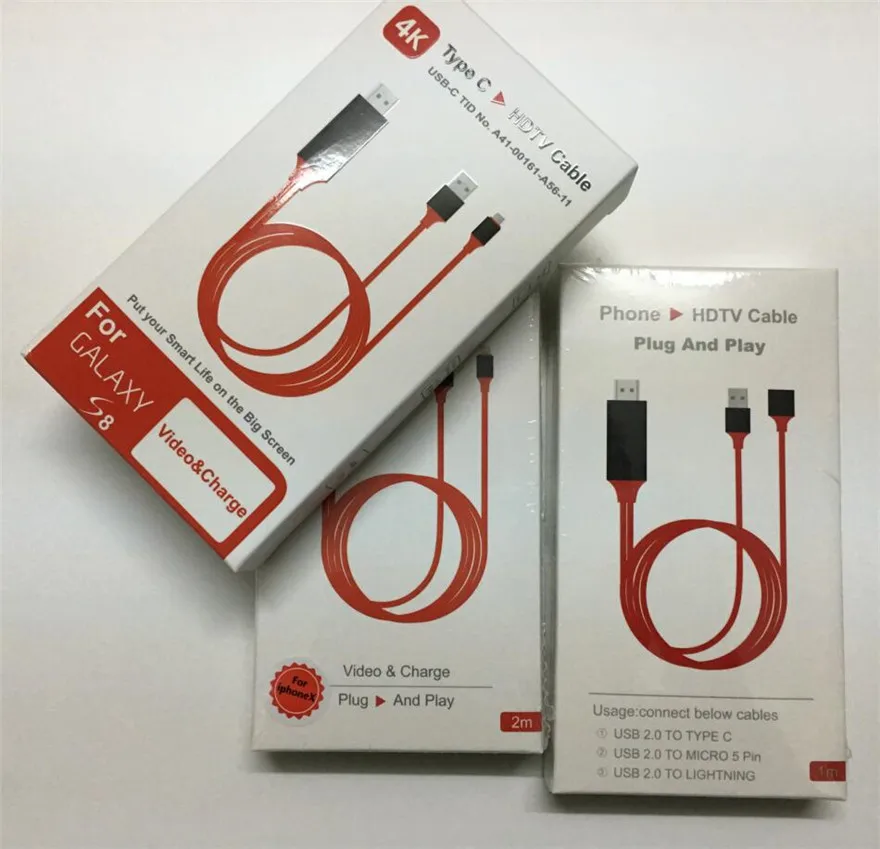 HDMI Cable Adapter HDTV Cable USB Adapter USB Type C Cable USB Adapter Cable USB Cable Adapter Conversion Cable Adapter HDMI Extension Cable Firewire Cable Adapter 2M Type C 4K / 8 Pin For iphone to HDMI Digital HDTV Converter Cable Type-C Phone HDTV AV Adapter For Samsung Ipad Android IOS