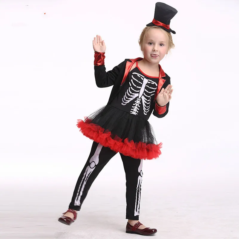 

Halloween Costume for Kids Children Skull Print Clothes Children Cosplay Costume Party Role Playing Pirate Performance Clothing