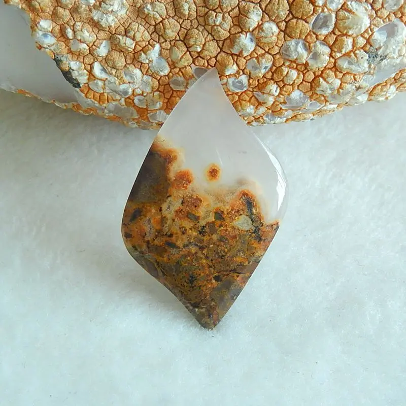 

Natural Moss Agate Fashion Womean Pendant Bead,(Can Drill)38x21x4mm,4.6g