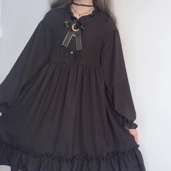 Japanese Sweer Lolita Harajuku Black Ruffles Dress 3
