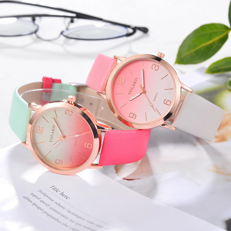 Розовый кварц GENEVA часы модные простые часы Цвет ful кремнезема силиконовый браслет Цвет смешивания вечерние наручные часы с украшением