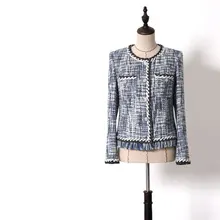 WT0020 удобные модные небольшой сладкий ветер синий серый Твид жилет с длинными рукавами темпераментные