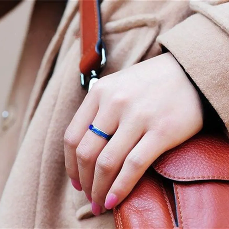 Кольцо-Определитель настроения Для женщин обручальные кольца из нержавеющей стальные кольца ювелирные изделия Температура изменение Цвет шириной 6 мм