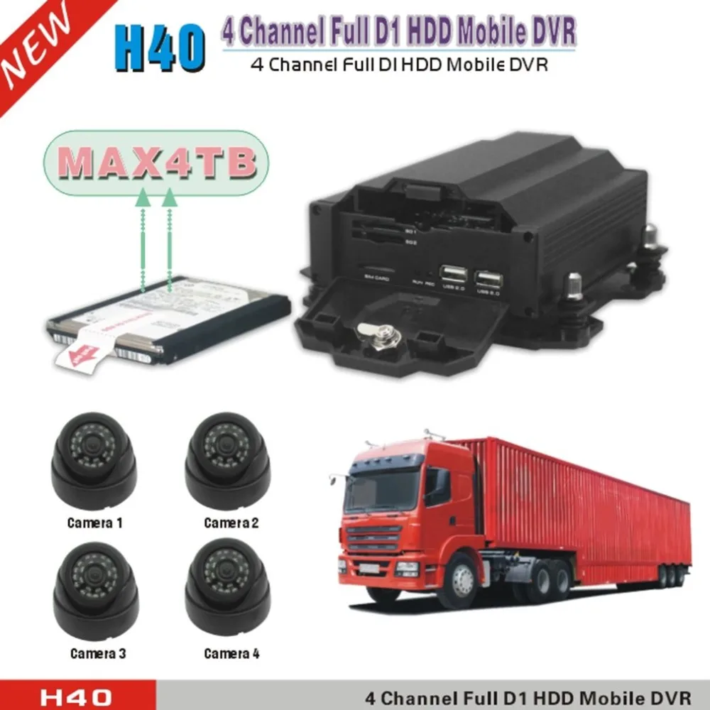 4ch cctv mobiele dvr full d1 4 channel dg gsm mobiele dvr H40-4G DVR Car Video CCTV Monitor host 4CH SD card mobile dvr dvr gp322
