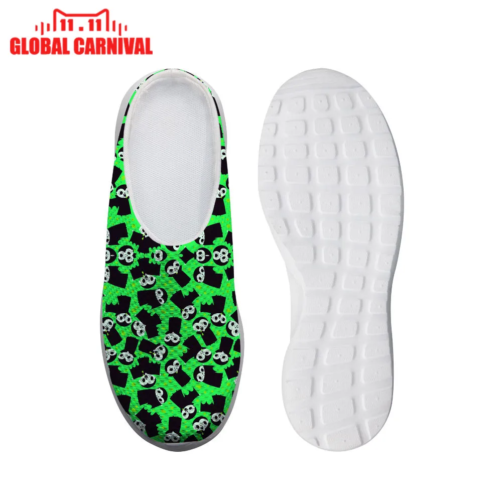 

Vampire Fabric Green Print Woman Home Slip-on Light Weight Beach Water Shoes Female House Mesh Flat Loafers Christmas gift