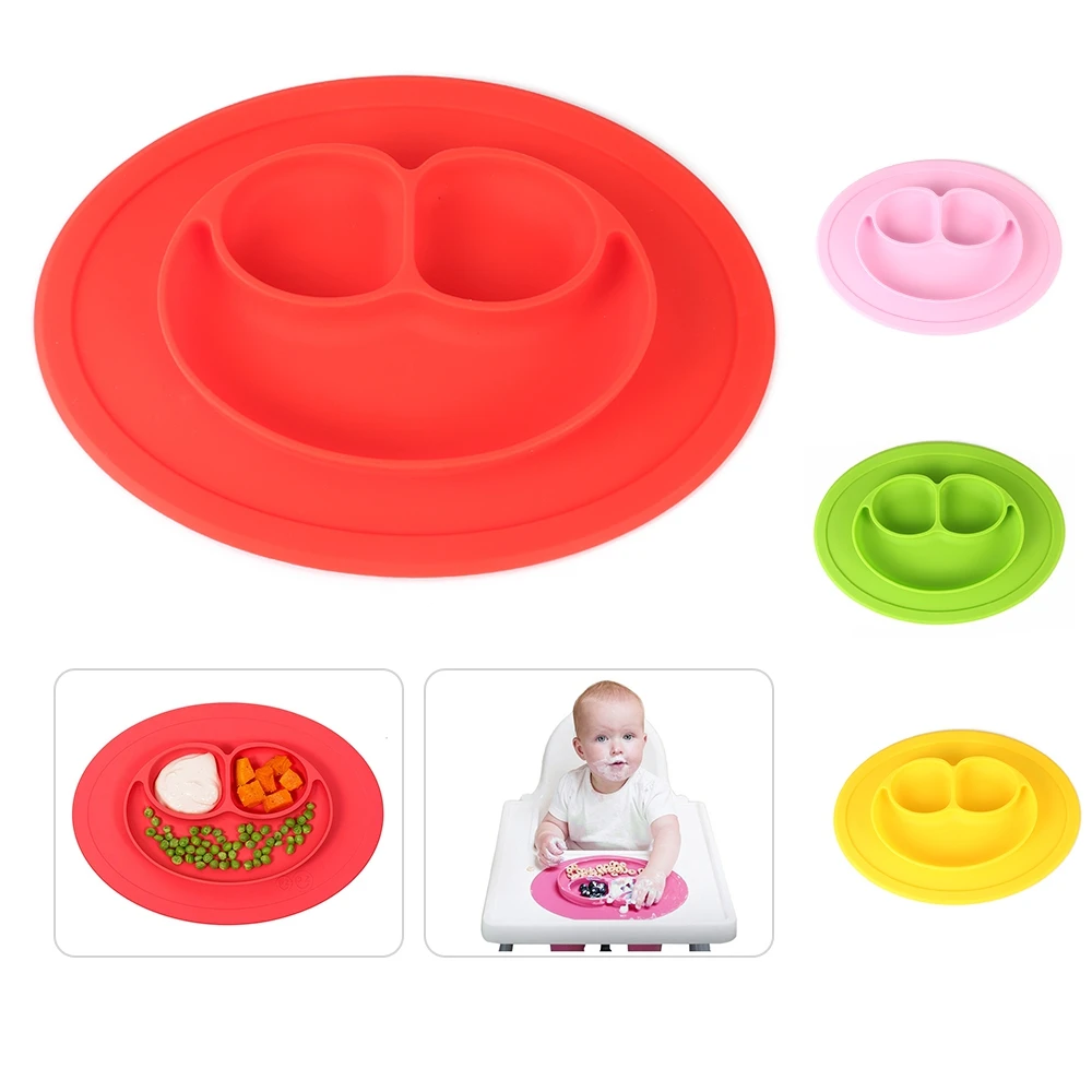Cute Silicone Baby Portable Food Placemat Plate Dish Bowl Baby Non slip