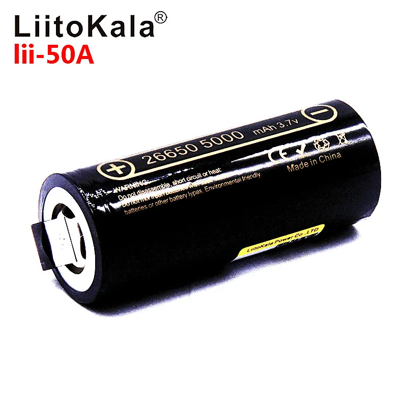 LiitoKala lii-50A-N 26650 5000 mAh литиевая батарея 3,7 V 5000 mAh аккумуляторная батарея 26650-50A подходит для flashligh+ DIY Nic