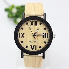 2016 New Design Fashion Unisex Quartz Watch Wood Stripes Dial Leisure 6 Color Free Shipping Hot Sale-45