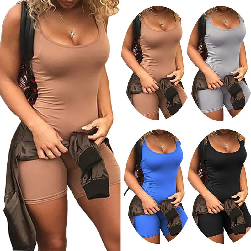 S-2XL Women's Playsuit 2019 New Fashion Sleeveless Summer Short Pants Romper One Piece Body Suits Ladies Sexy Playsuits Clubwear