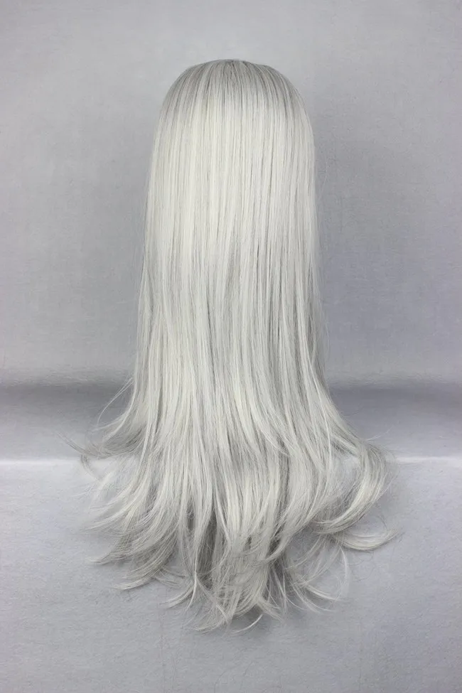 MCOSER 65 см Синтетические длинные волнистые серебристо-серый цвет косплей парик Высокая температура волокна волос WIG-248A