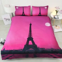 Розовый комплект постельного белья с цифровой печатью "Париж", пододеяльник, дизайнерский комплект постельного белья в богемном стиле, мини-фургон, 3 шт., большой размер, 260*225 см, JF257
