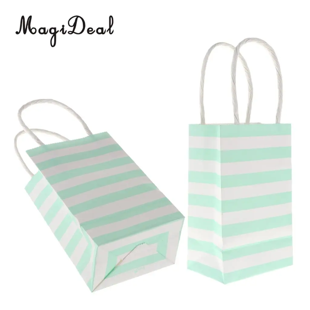 6pcs Paper Striped Candy Gift Bags Handle Tote Bag Party Favors  