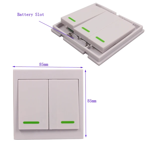 110V 220V 85-250V 2-Key Wall Panel Control Wireless Lights Switch Receiver Relay-8