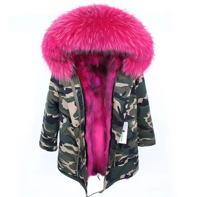 Пальто с натуральным мехом, зимняя куртка, Женская длинная парка, воротник из натурального меха енота, капюшон, подкладка из лисьего меха, Толстая теплая уличная одежда - Цвет: color 12