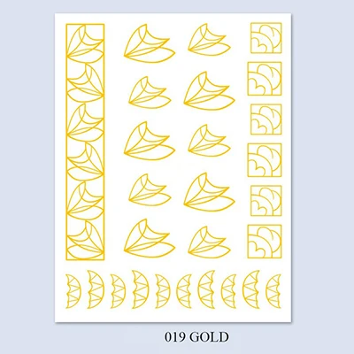 3D Nail Art Sticker Gold Silver Circle Nail Stickers Hollow Geometry Line Adhesive Slider Sticker Star Moon Decals Z0158 - Цвет: 19gold