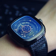 17 Luxury Brand NEW Square Unique Dial Men’s Automatic Watches Leather Strap Skeleton Wristwatch Man Student Fashion Watch Skull