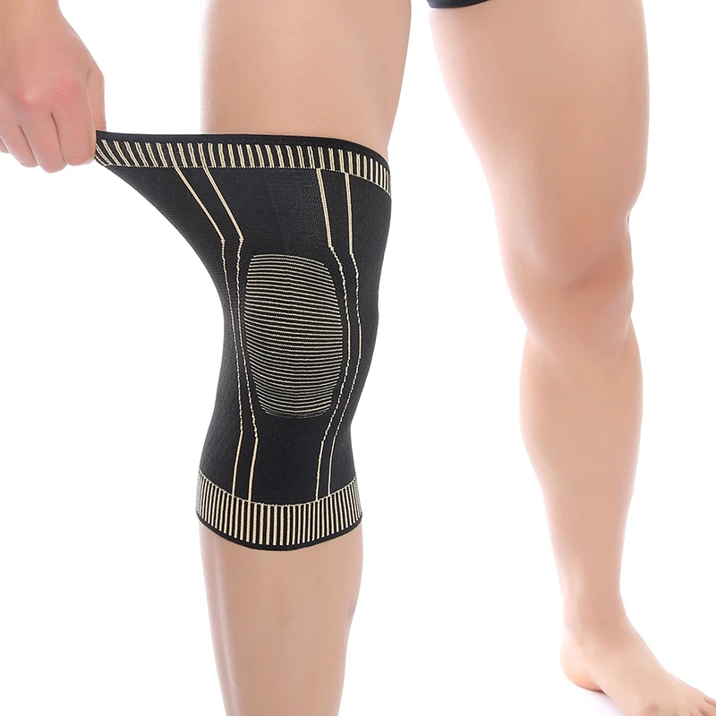 جديد عملية النحاس أيونات الركبة سادة غير زلة المضادة للبكتيريا اوتوماتيكللي قفل حافة كرة السلة تشغيل المشي الركبة دعم 1 قطعة