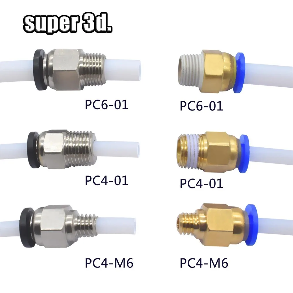 3D Drucker Steckverbinder Verbinder Pneumatisch 5 Stk 4mm/6mm Printer Connector 