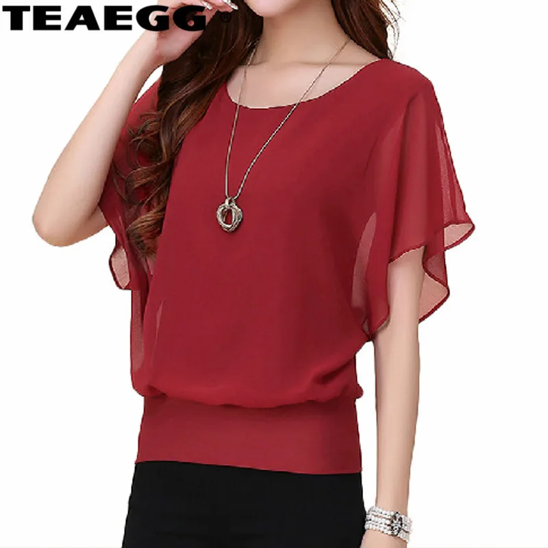 New-Womens-Tops-Fashion-2018-Women-Summer-Chiffon-Blouse-Plus-Size-Ruffle-Batwing-Short-Sleeve-Casual