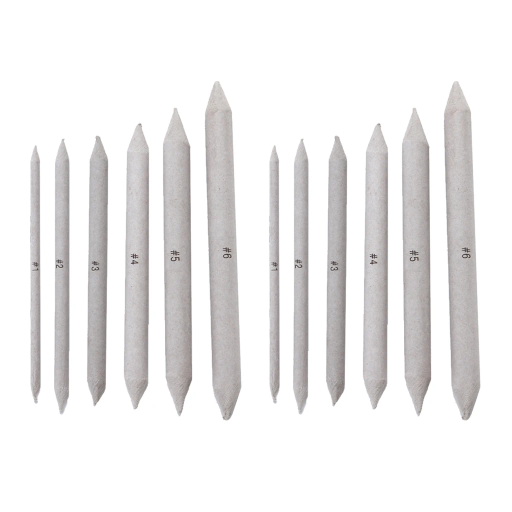 12 Pieces Blending Smudge Tortillon Stump Sketch 6 Sizes Art Sketch Drawing Tool Pastel Charcoal Blenders Kids Student Supplies