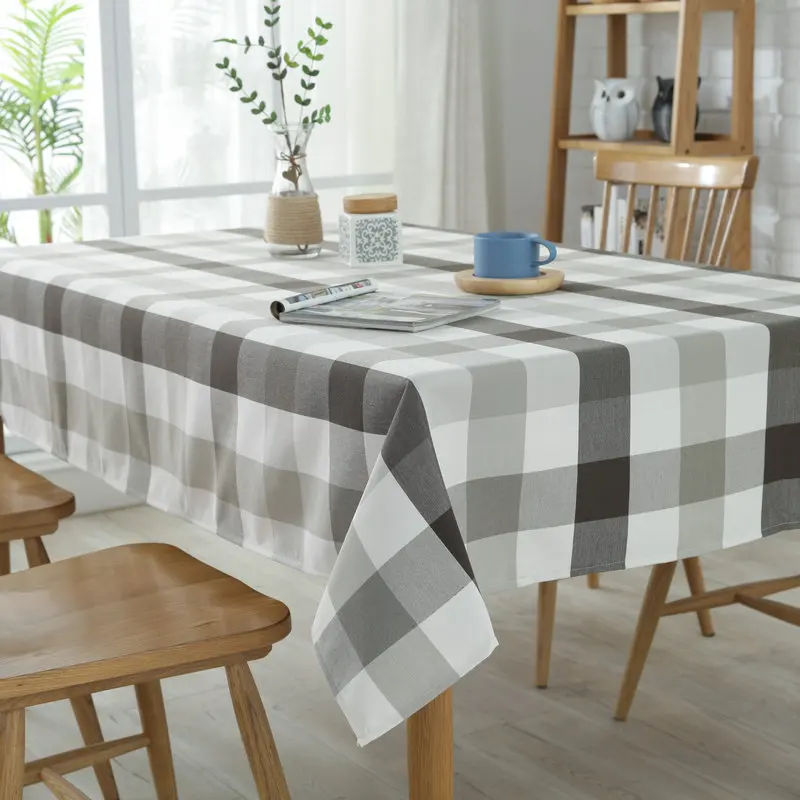 

Polyester Cotton Tablecloth Modern Simple Waterproof Lattice Coffee Table Cloth Home Decor