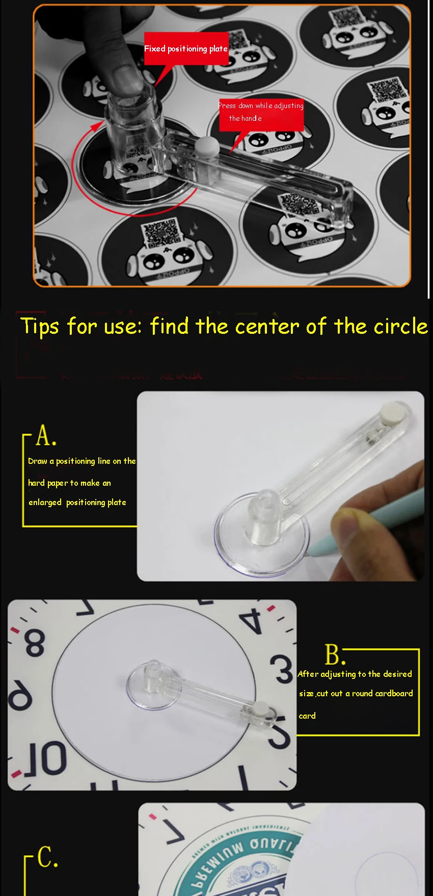 Регулируемая фотография/значок круг графический резак DIY бумаги резки круглые вращающиеся резаки ручной работы(с 5 сменными лезвиями