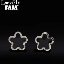 Черная эмаль, серьги из нержавеющей стали, модные ювелирные изделия для женщин, серебряный цвет, цветочные серьги, драгоценности, букле d oreille E612637