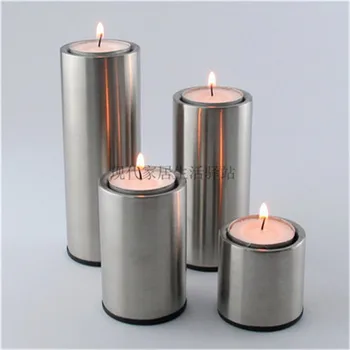 

Home Decor Candle Holders Stainless steel Candlestick cylindrical Candle Holders 4pcs/set
