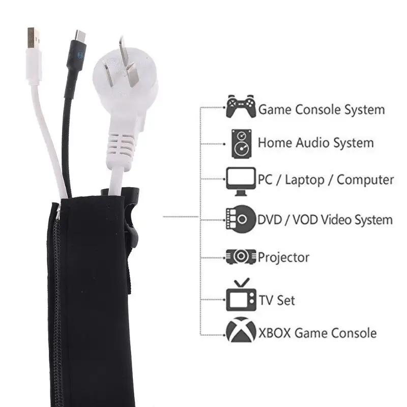 

2pc Cable Management Sleeve Cords Organizer Wire Hider Protector Flexible Cable Sleeve Wrap Cover For Office/ Computer / Home