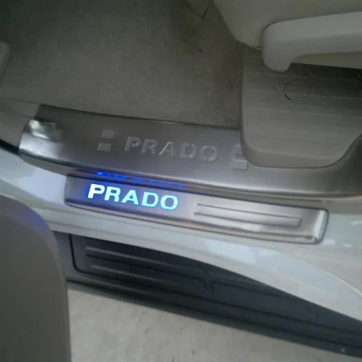 

4PCS LED Lower Door Sill Scuff  Plate For Toyota Land Cruiser Prado FJ 150 Accessories