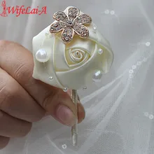 WifeLai-брошь ручной работы цвета слоновой кости с цветами и бриллиантами, розовые аксессуары для невесты, свадьбы, жениха, жемчуга, бисера, X848-J