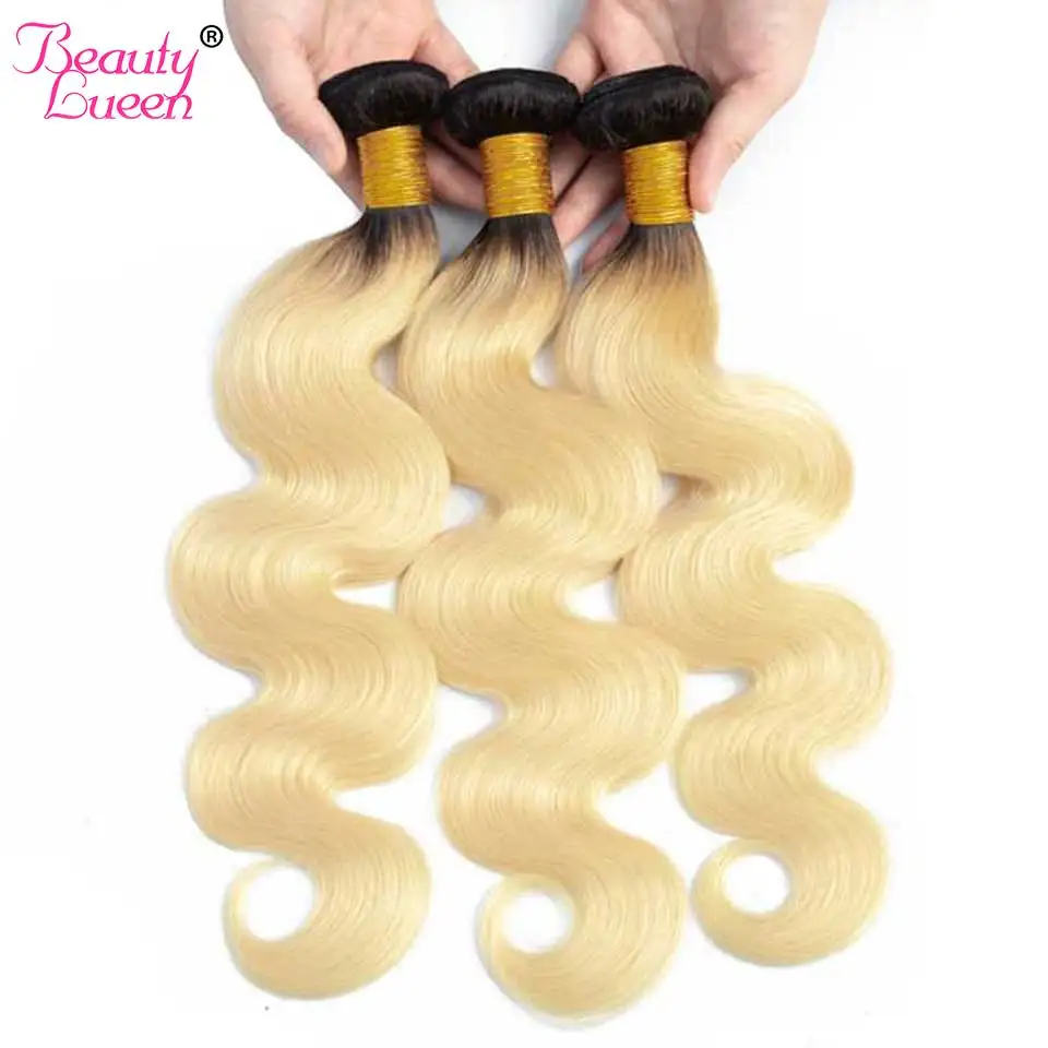 Ombre Brazilian 613 Bundles With Frontal Dark Roots 134 Blond Straight Hair Bundle Ear To Ear Frontal With 3 Bundles Remy Hair (8)